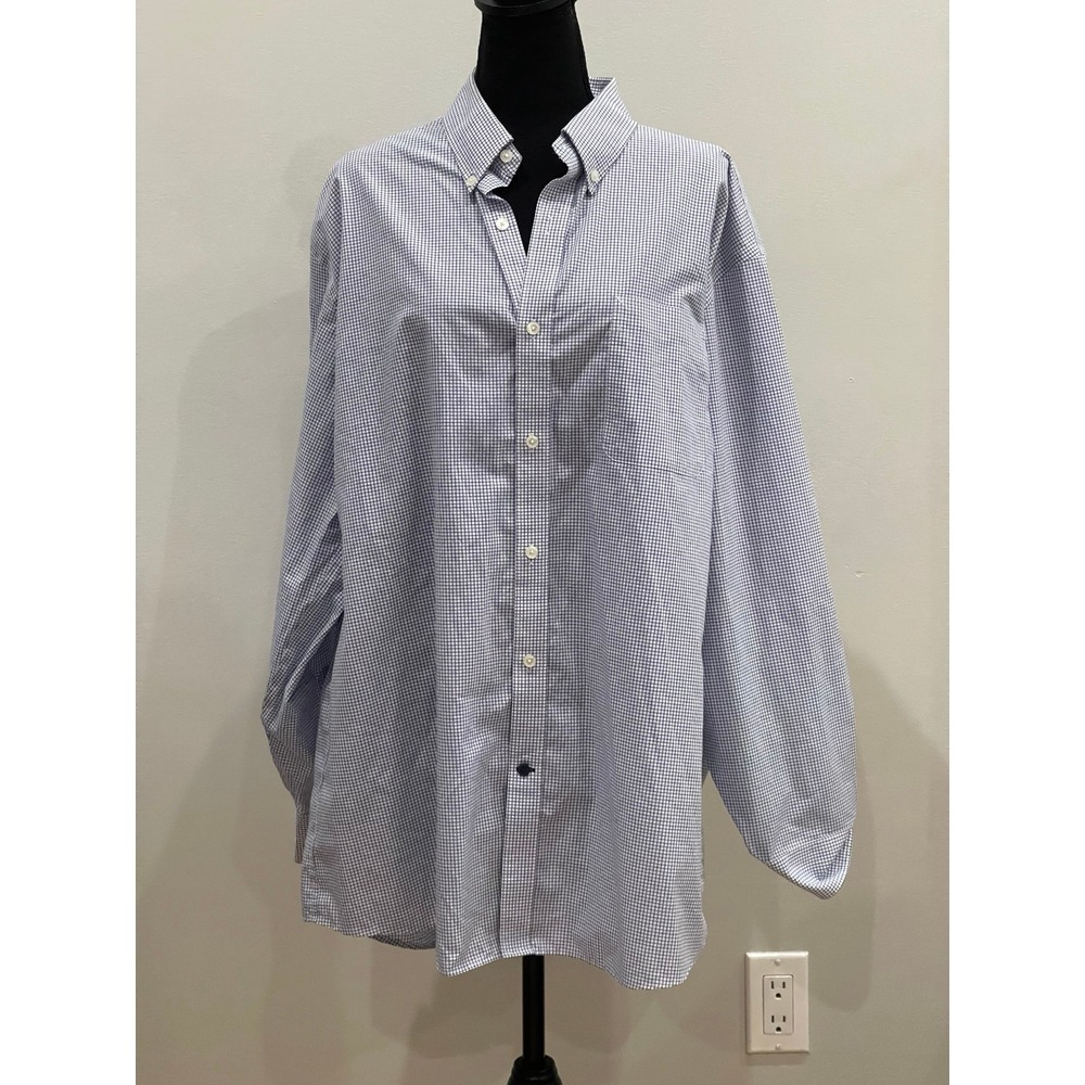 Tommy Hilfiger 18 34/35 Regular Fit Blue/White Button Down Long Sleeve‎